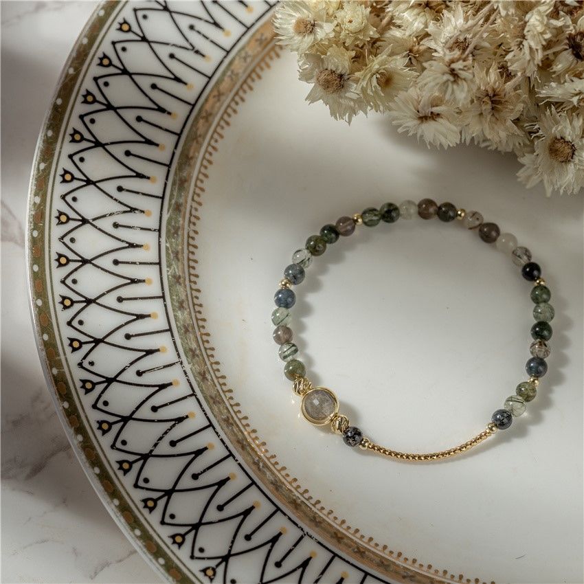 Stunning Double-Layered Natural Green Crystal Bracelet