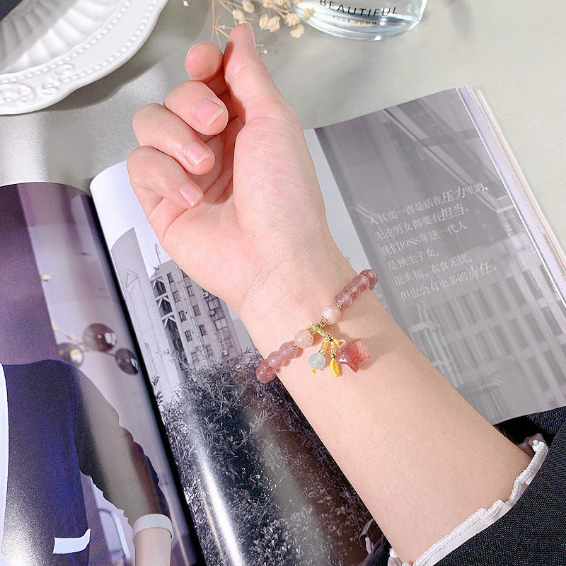 Fortune's Favor Sterling Silver Crystal and Sun Stone Braided Tassel Bracelet