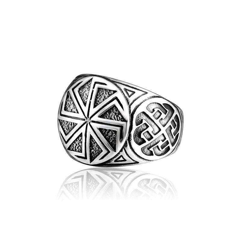 Viking-Inspired Retro Titanium Steel Men's Ring - Durable Stainless Steel Fashion Accessory