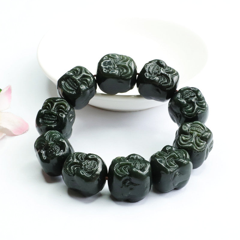 Green Buddha's Head Jade Bracelet