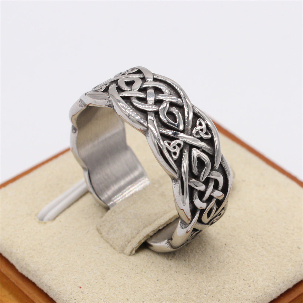 Vintage Viking Celtic Pattern Titanium Steel Ring for Men