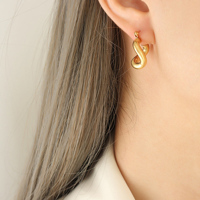 Geometric Twist Gold Plated Earrings with Retro Vibe