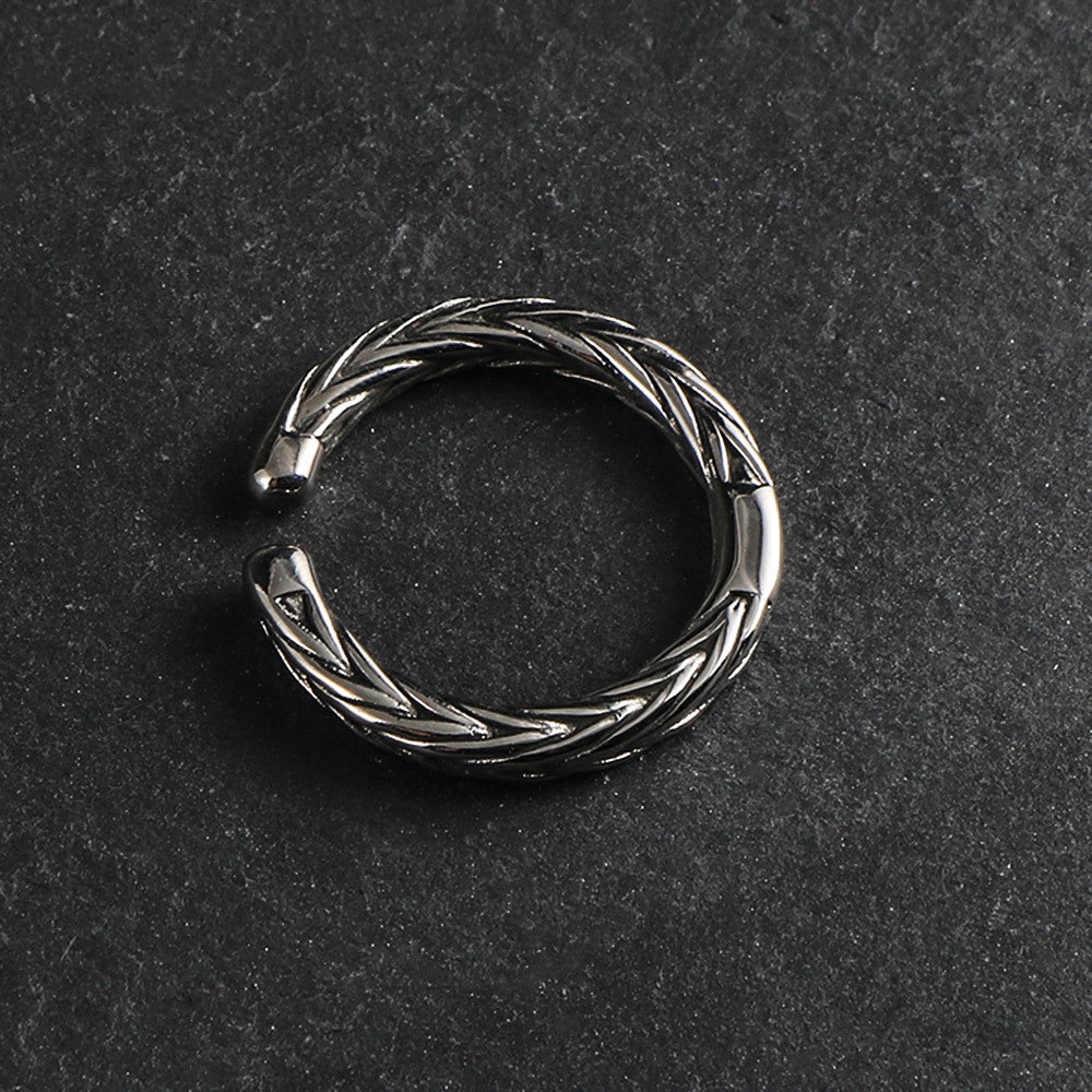 Wheat Ear Design Titanium Steel Couple Ring for Men and Women - Personalized Open Tail Style