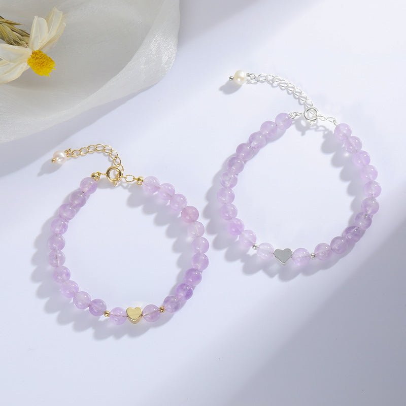 Purple Crystal Heart Bracelet for Women by Planderful Collection