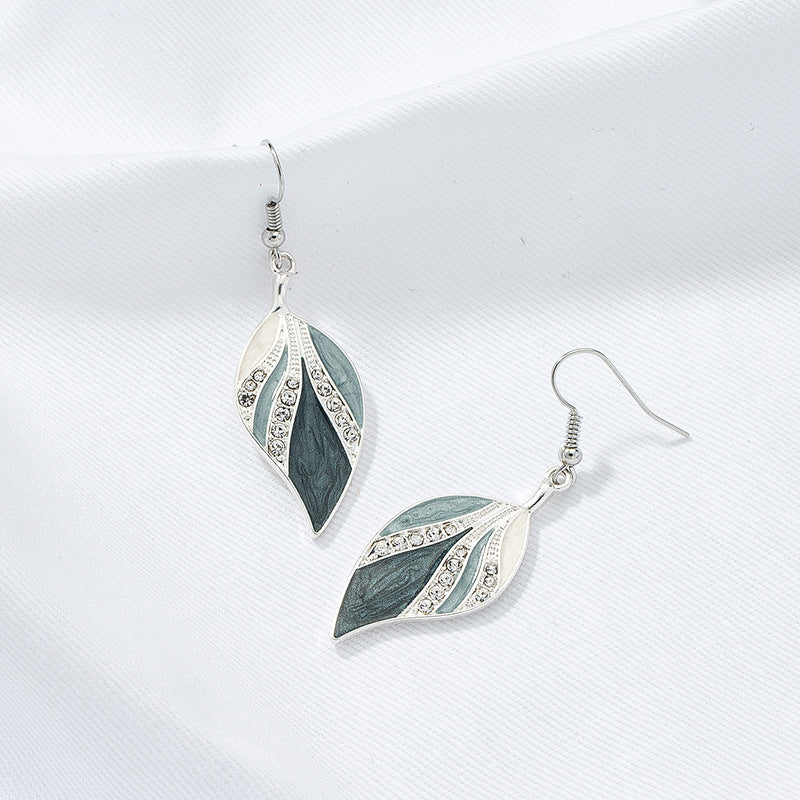 Exaggerated Glazed Leaf Earrings - Vienna Verve Collection