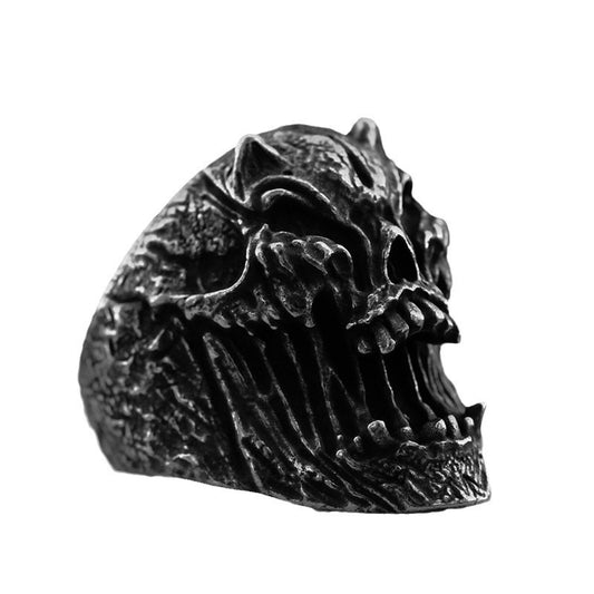 Wholesale Punk Style Skull Ring for Men - Domineering Titanium Steel Hip-Hop Fashion, Size 7-13