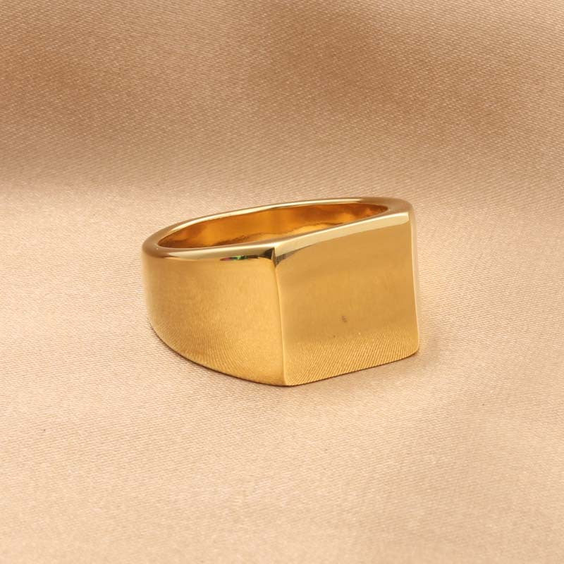 Stylish Titanium Steel Square Ring for Men - Retro Trendy Accessories