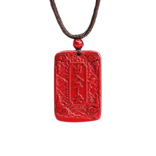 Cinnabar Stone Sterling Silver Safe Pendant from Fortune's Favor Collection