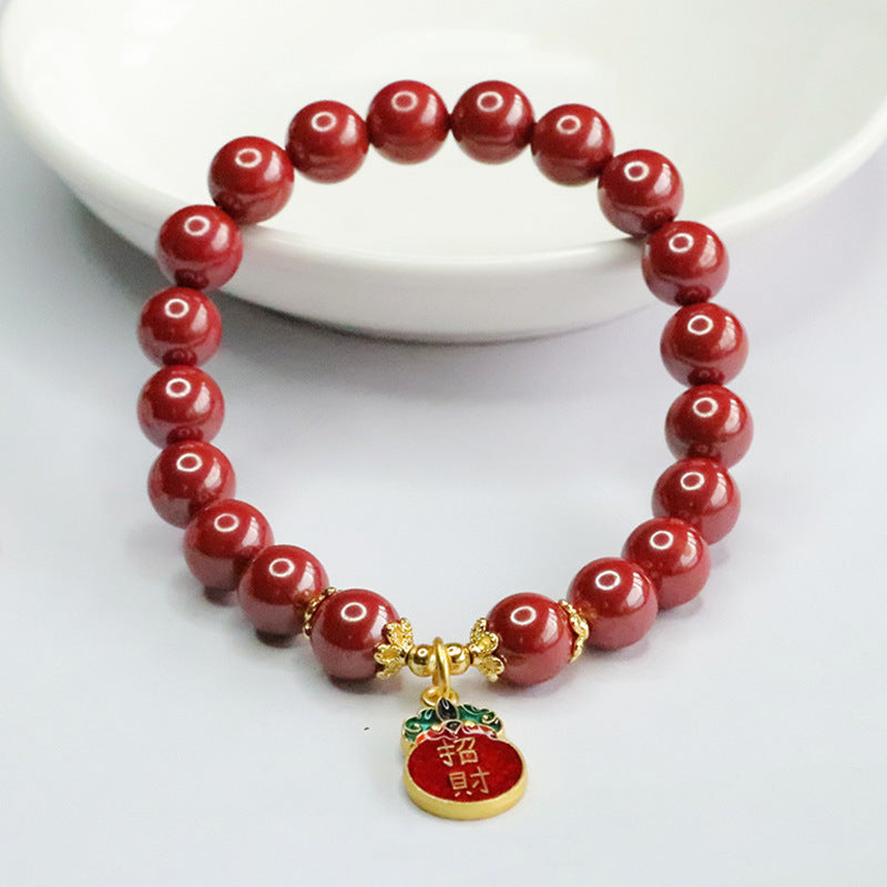 Cinnabar and Imperial Sand Bracelet for Fortune and Blessings