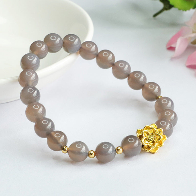 Golden Lotus Sterling Silver Chalcedony Bracelet