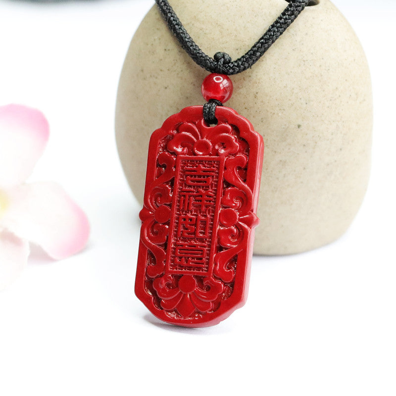 Cinnabar Pendant Auspicious Six-character Proverbs Pendant Jewelry