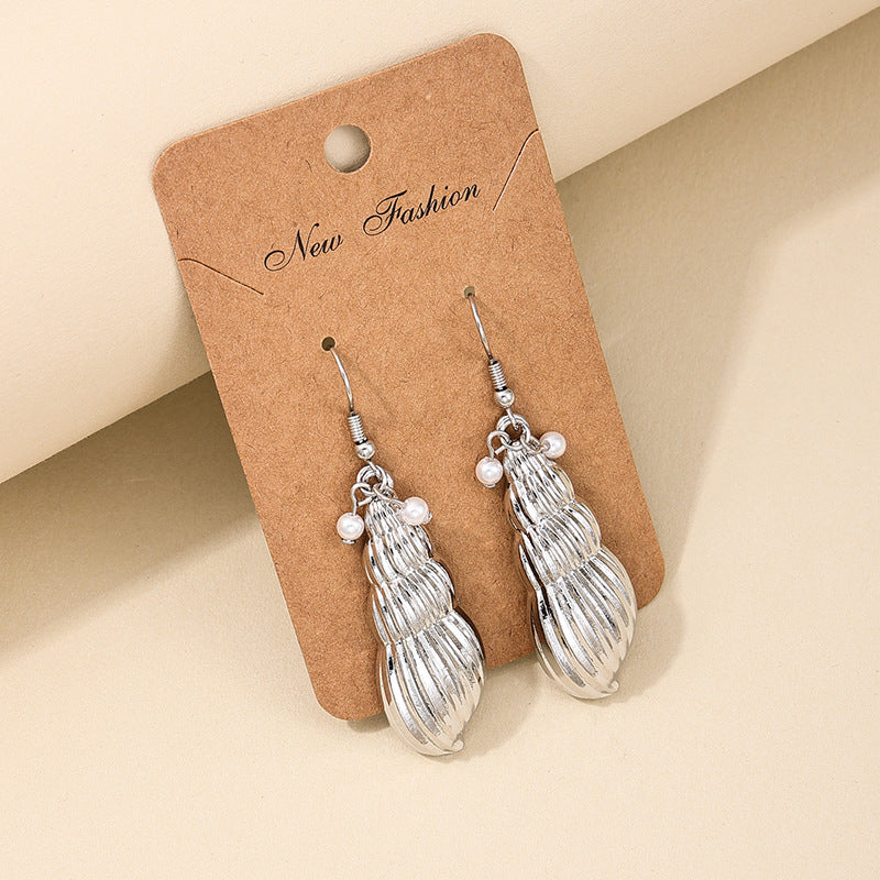 Elegant Seashell and Pearl Tassel Earrings - Vienna Verve Collection