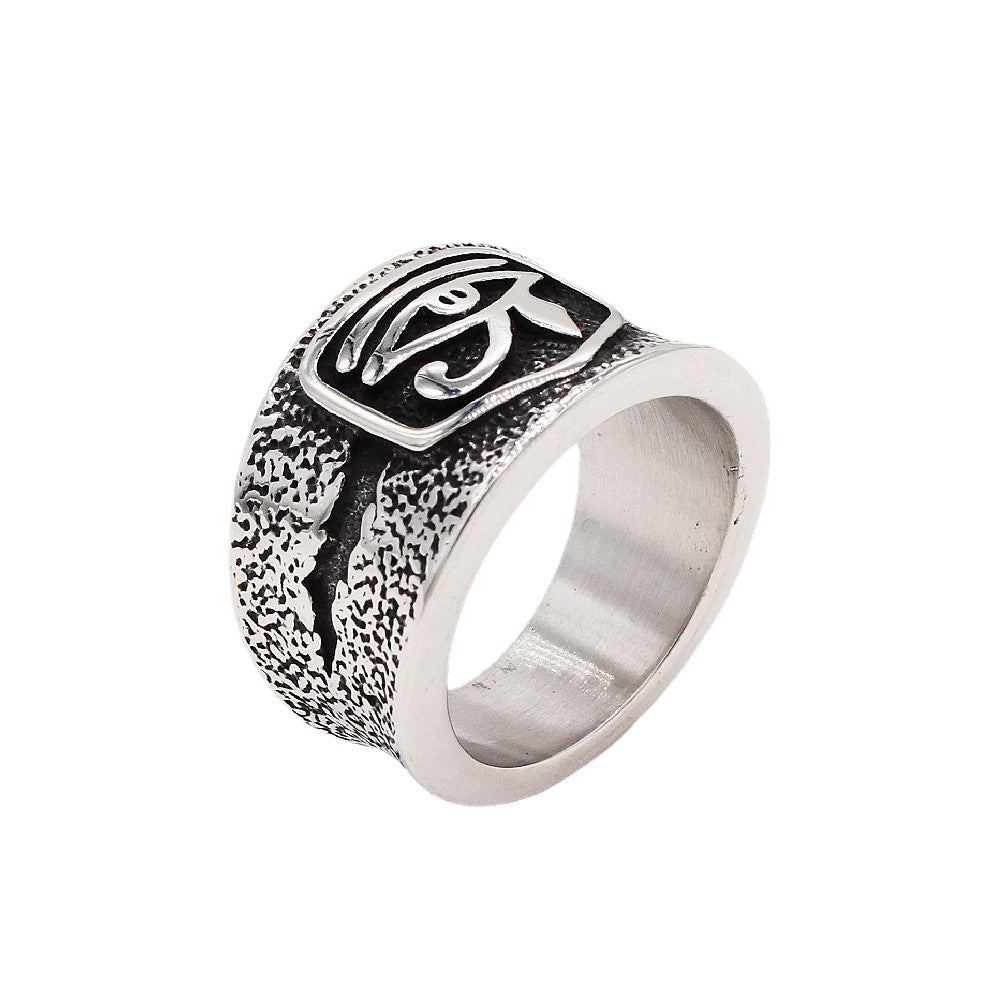 Retro Egyptian Eyes Men's Titanium Steel Ring