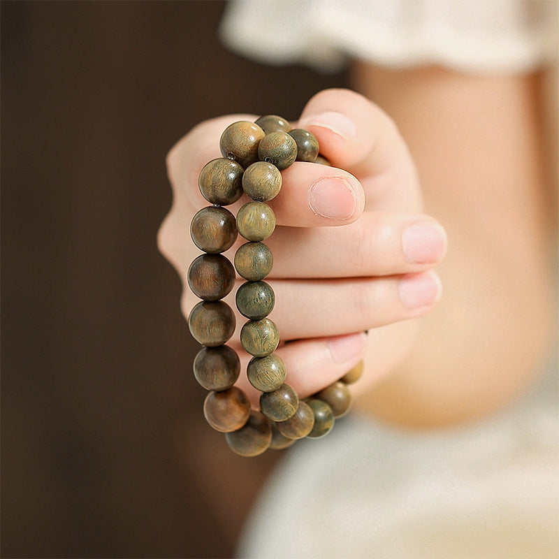 Tranquil Green Sandalwood Buddha Bead Bracelet for Couples and Individuals