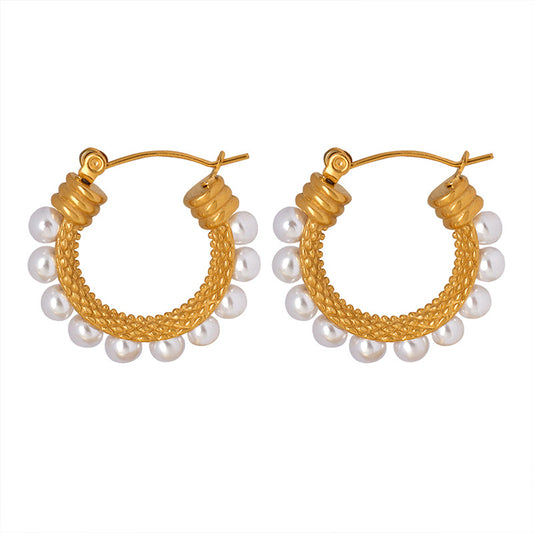 Niche Imitation Pearl C-Shaped Earrings - Elegant Everyday Genie Collection Earrings