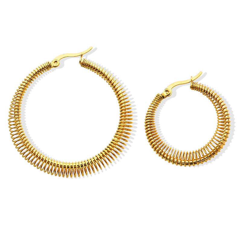 Elegant Titanium Steel Gold-Plated Spring Earrings