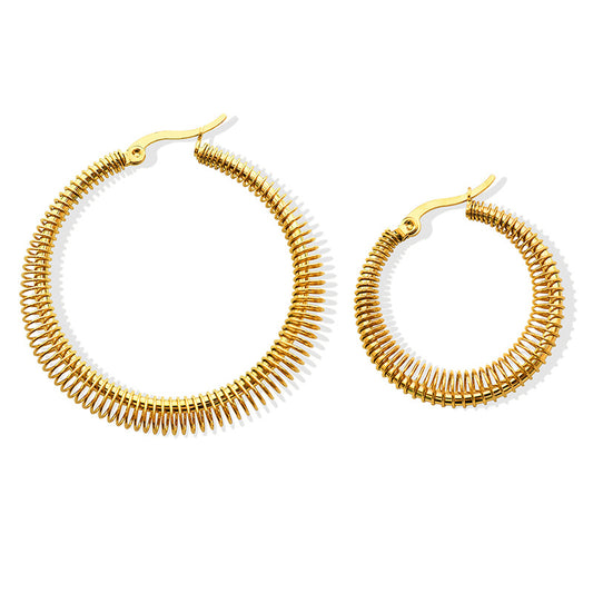 Elegant Titanium Steel Gold-Plated Spring Earrings