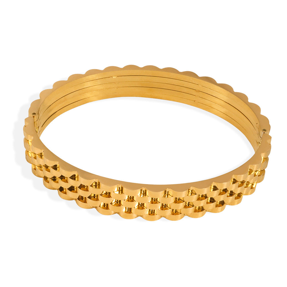 European Charm Gold-Plated Titanium Steel Bracelet Watch Chain