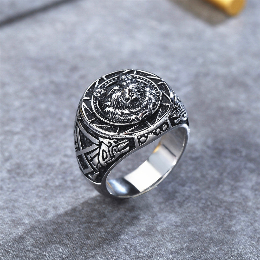 Personalized Retro Nordic Ice Wolf Titanium Steel Ring for Men