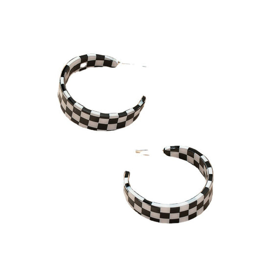 Chic Acrylic Checkerboard Earrings - Vienna Verve Collection