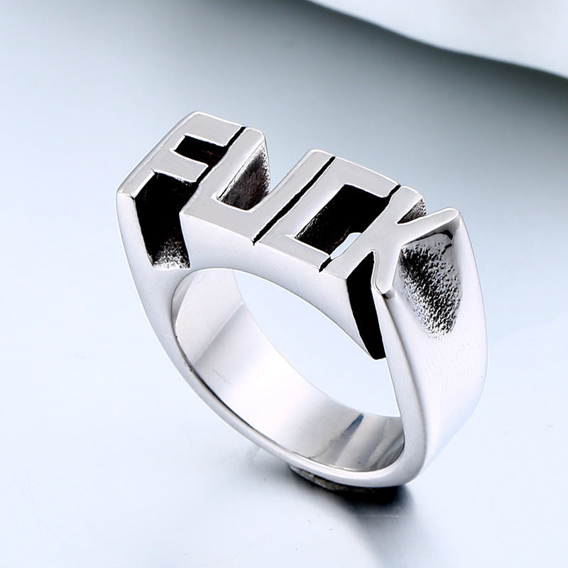 Custom Engraved Titanium Steel Ring for Men - Vintage Style Wholesale Jewelry