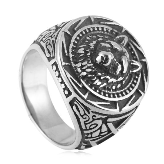 Trendy Titanium Steel Wolf Ring for Men - Punk Retro Style