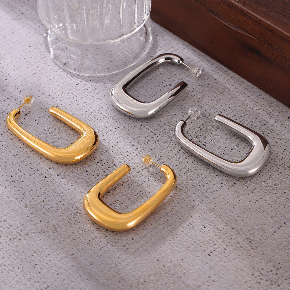 Chic Urbanite Titanium Gold-Plated U-Shaped Earrings