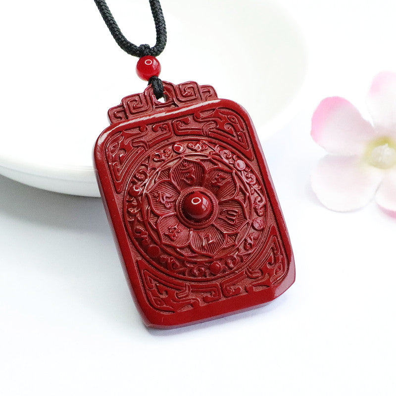 Violet Gold Sand Cinnabar Stone Pendant - Vintage Protective Charm