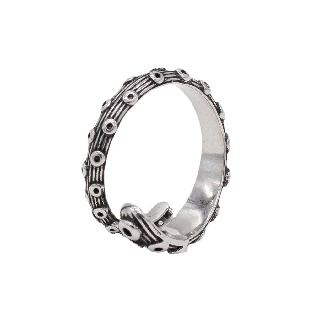 Retro European and American Octopus Design Men's Titanium Steel Ring