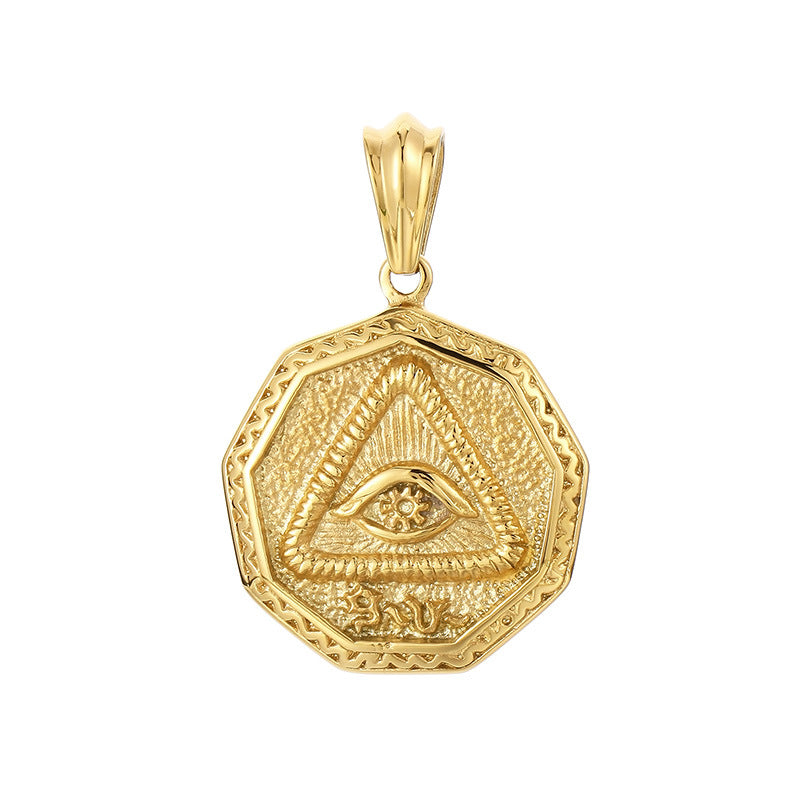 Vintage Pharaoh Eye of Horus Pendant for Men - Titanium Steel Square and Round Design