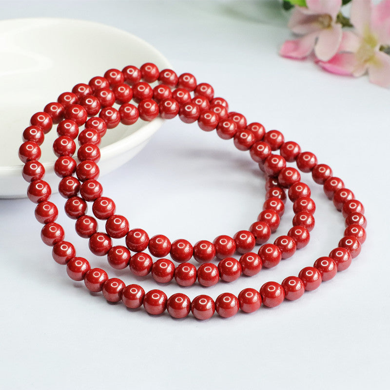 National Wind 108 Buddha Beads Bracelet with Cinnabar Stone