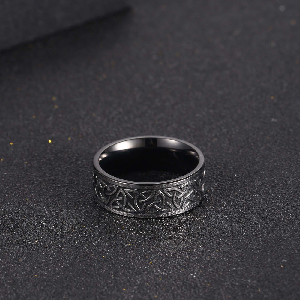 Titanium Steel Viking-Inspired Nordic Ring for Men, Customizable Bronze Domineering Jewelry