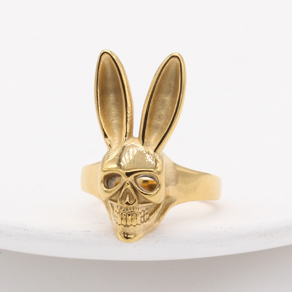 Skeleton Rabbit Titanium Steel Ring for Men