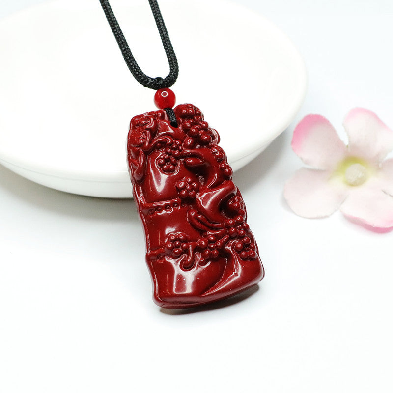 Fortune's Favor Cinnabar Pendant: Sterling Silver Jewelry Piece