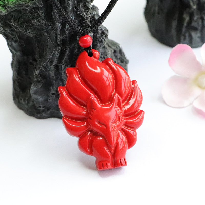 Cinnabar Nine Tail Fox Pendant