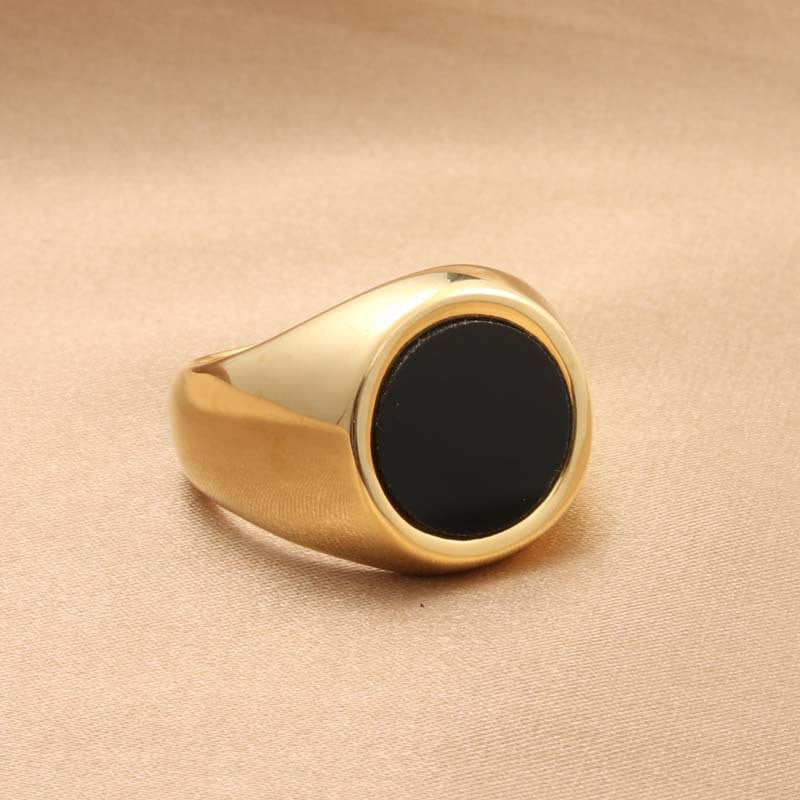 Retro Titanium Steel Epoxy Ring for Men - Trendy Stainless Steel Accessory Direct from Manufacturer