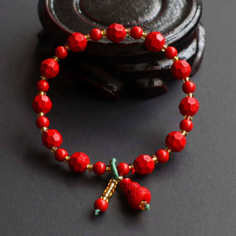 Fortune's Favor Sterling Silver Cinnabar Stone Bracelet