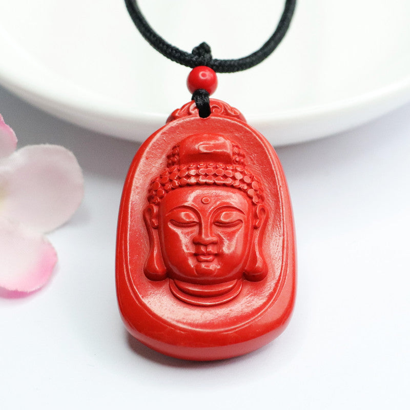 Cinnabar Buddha Head Pendant Cinnabar Pendant Jewelry