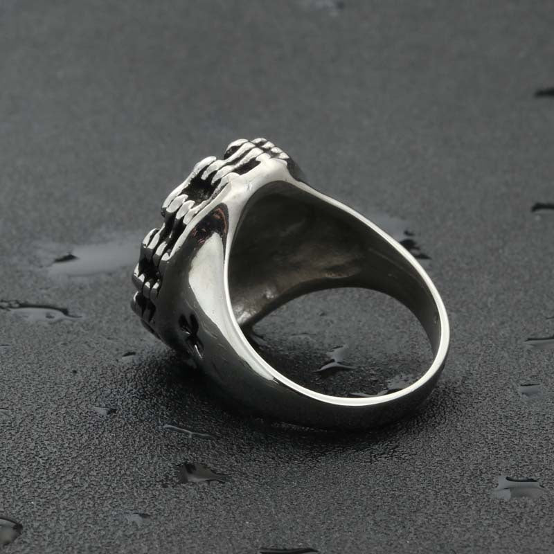 Titanium Steel Skull Bicycle Chain Ring - Retro Punk Jewelry for Men