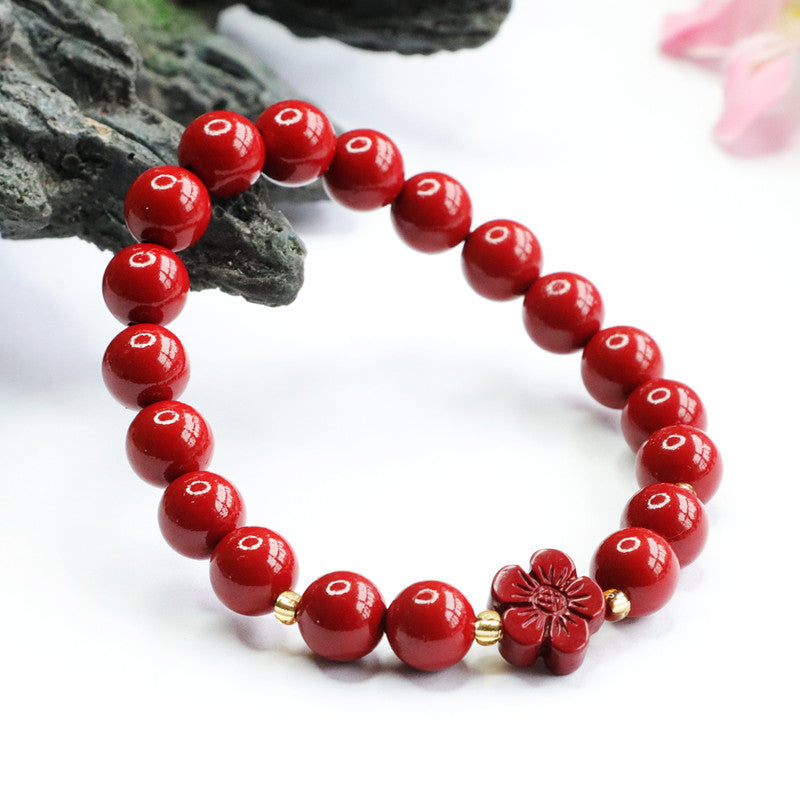 Cinnabar Stone Sterling Silver Bracelet