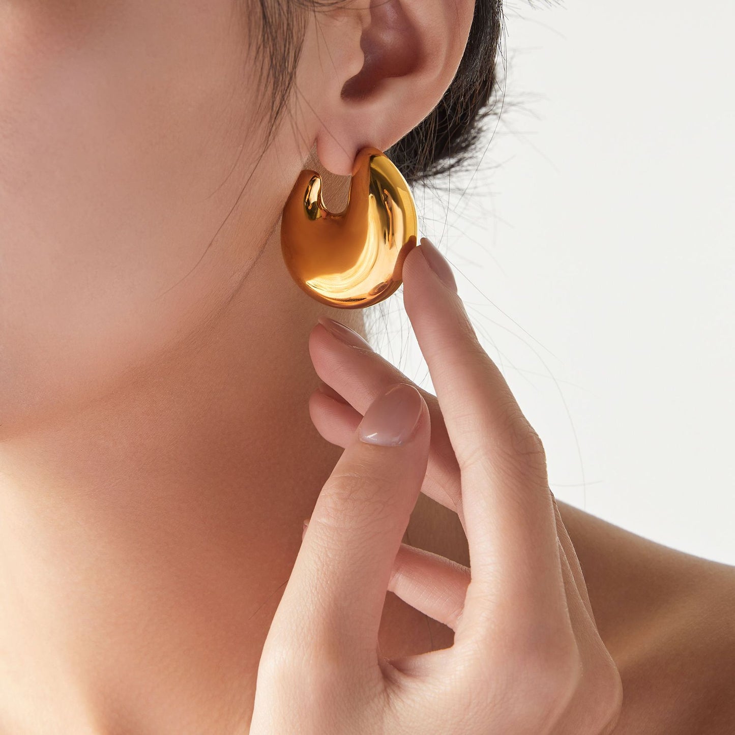 Golden Geometric Hollow U-Shaped Earrings