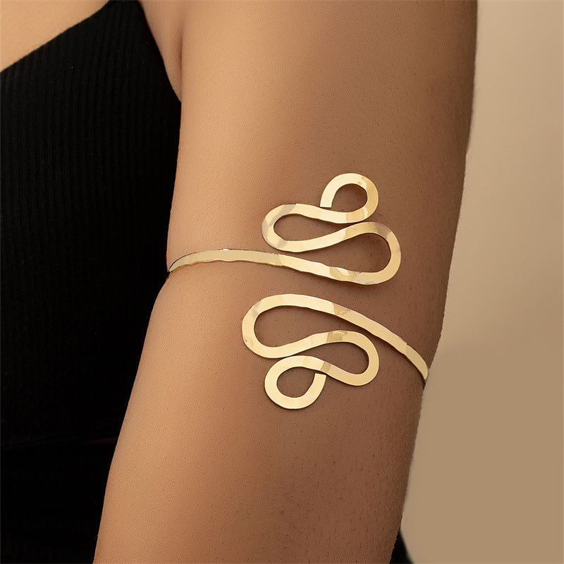 Elegant Geometric Metal Bracelet with Snake Design - Vienna Verve Collection