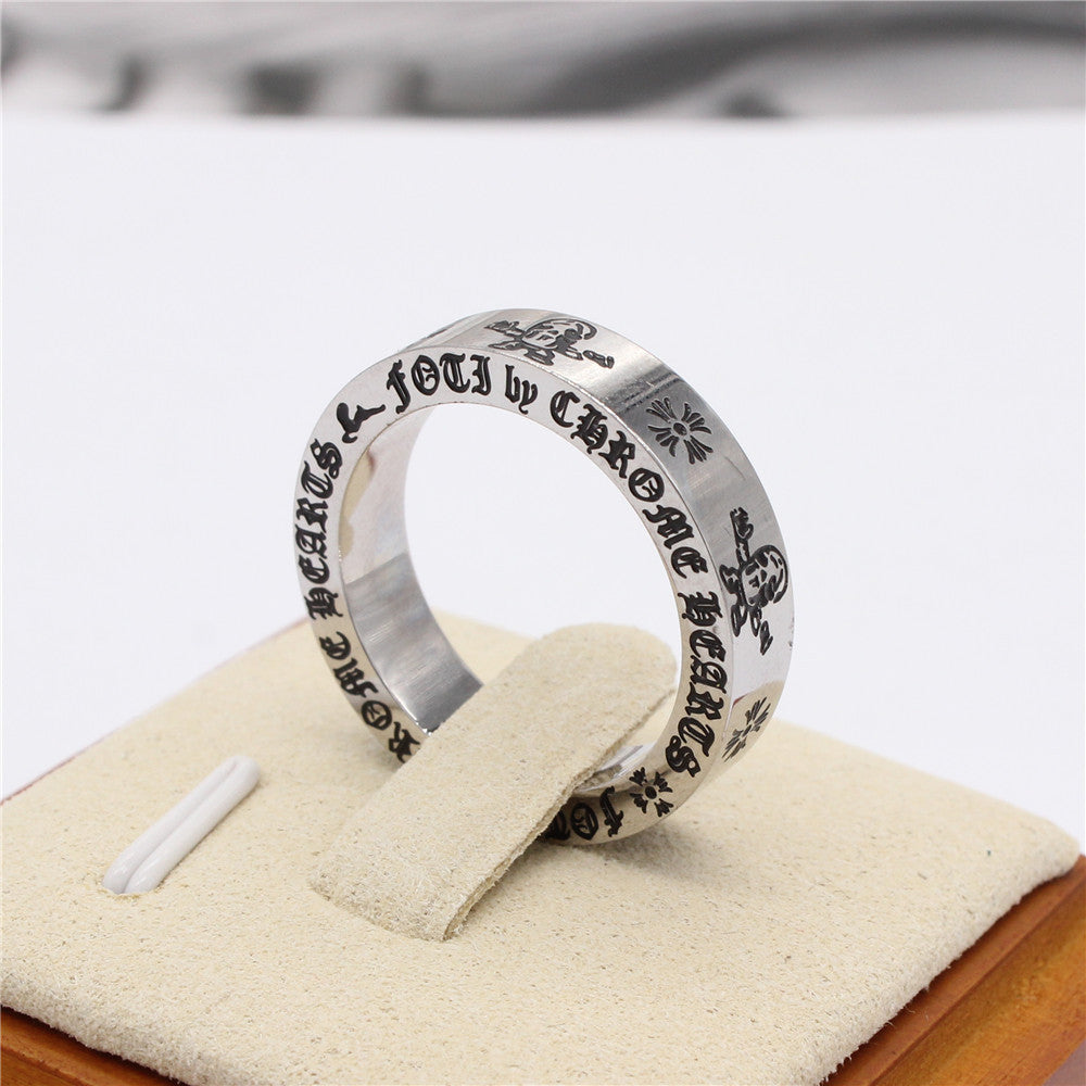 Halloween Cross Skeleton 2005 Titanium Steel Ring for Men