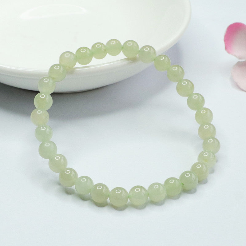 Light Green Jade Bracelet with Sterling Silver Clasp