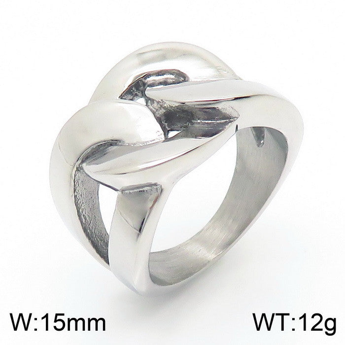 Hip-Hop Inspired Polished Titanium Steel Men's Ring with Wide Chain Design - Perfect Autumn Gift