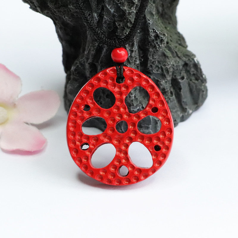 Cinnabar Pendant, Red Sand Lotus Root Pendant, Jewelry