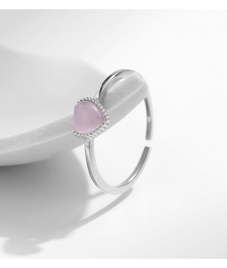 Pink Heart-shaped Opal Open Ring for Everyday Genie Collection