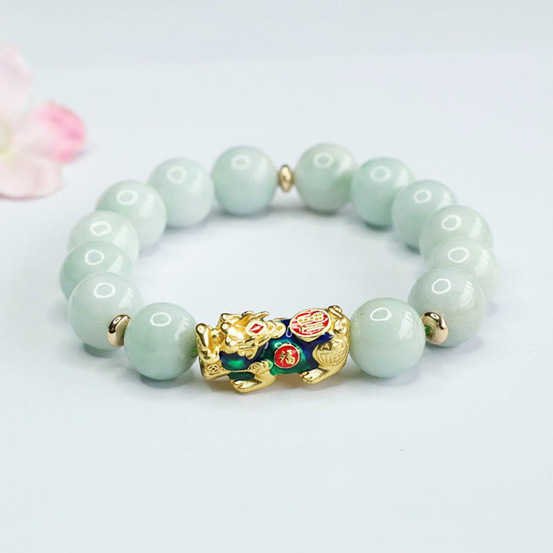 Jade Pixiu Sterling Silver Bracelet - Fortune's Favor Collection