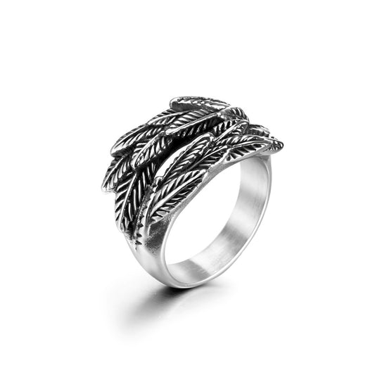 Personalized Wheat Ear Titanium Steel Ring for Men - Trendy Hip-Hop Jewelry