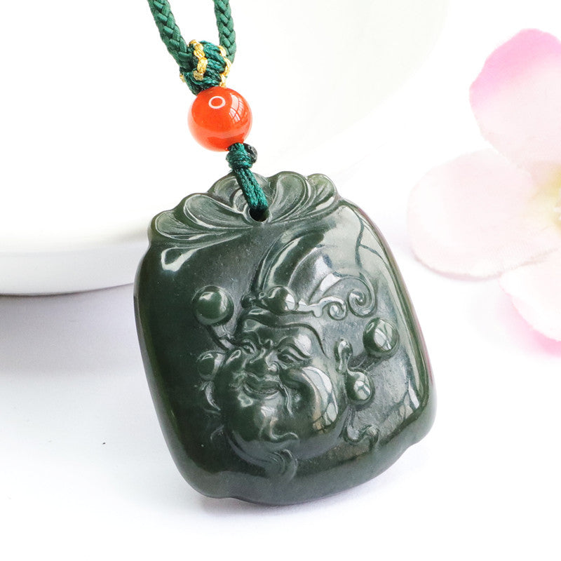 Jewelry Necklace with Hetian Jade God of Wealth Pendant